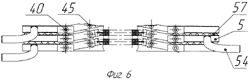 Фиг.6 - вид по стрелке В на нагревательные плиты со стороны установки рычагов с пружинами при расположении подвижной верхней плиты, в крайнем нижнем положении
